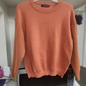 ZESICA Women's Warm Orange Crew Neck Sweater